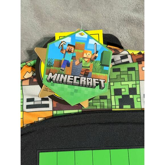 NWT Minecraft Creeper 16" School Backpack‎ Green & Black Back to School Age 3+ - Picture 3 of 12